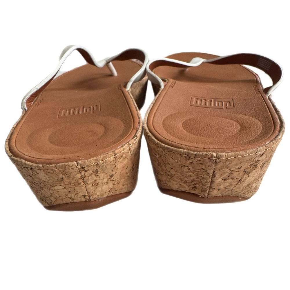 Fitflop Linny White Cork Wedge Flip Flops Thong Sandals Size 10 - Picture 5 of 9